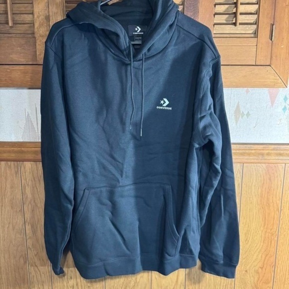 Black Converse hoodie with white logo Size Large NWT